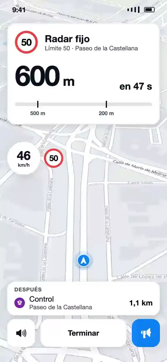 Преглед на режима за шофиране на Soplo, който предстои в бъдеща актуализация: стационарна камера за скорост след 500 метра