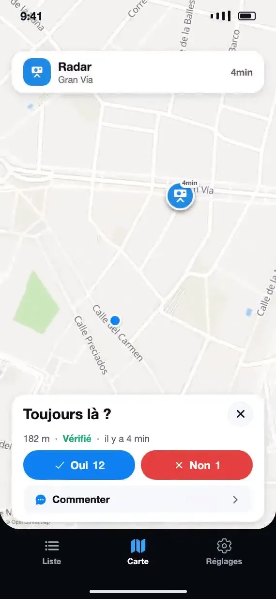 Soplo demande si l’alerte est toujours là, avec les boutons Oui et Non
